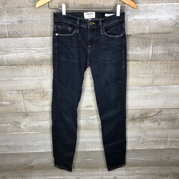 Frame le skinny de Jeanne crop dark wash jeans - Picture 2 of 4